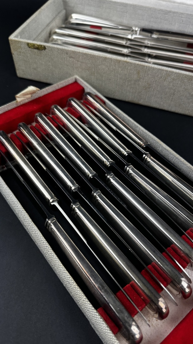 Coffret de 24 couteaux en métal argenté SFAM, modèle filet-photo-2