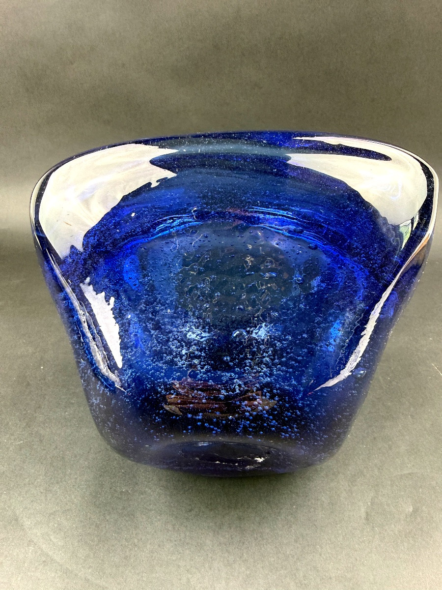 Large Mortar And Pestle In Bubble Glass, Biot-photo-3
