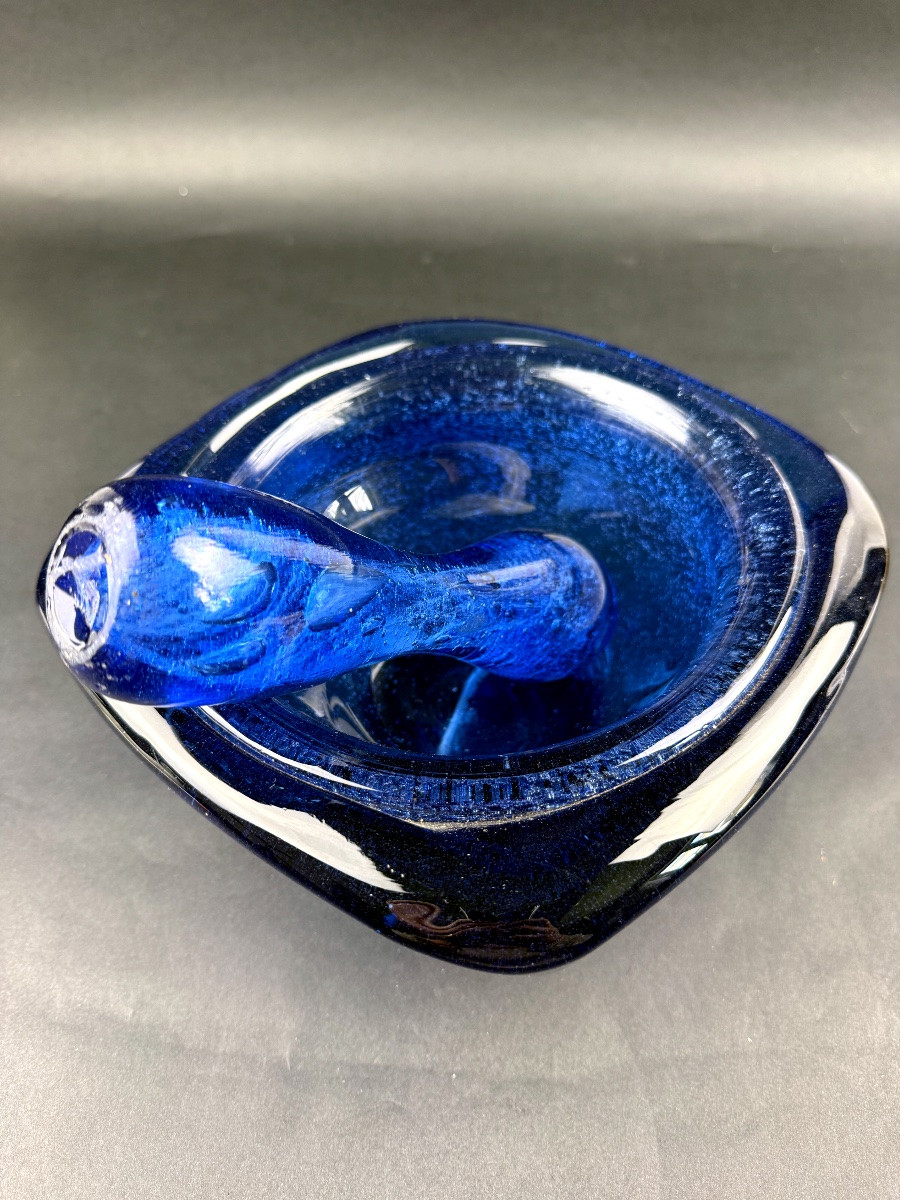 Large Mortar And Pestle In Bubble Glass, Biot-photo-6