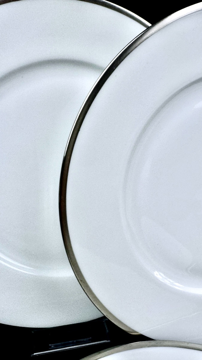 Raynaud, Fontainebleau Platine, Suite Of 6 Wing Plates 22 Cm-photo-3