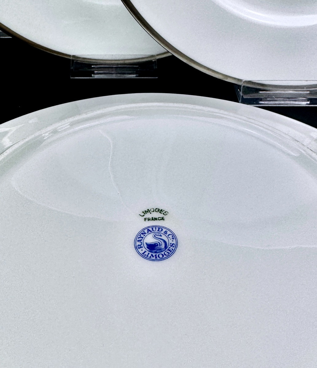 Raynaud, Fontainebleau Platine, Suite Of 6 Wing Plates 22 Cm-photo-4