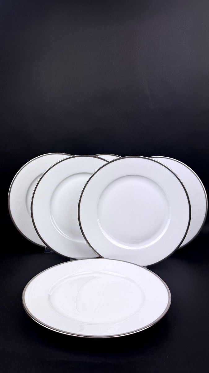 Raynaud, Fontainebleau Platine, Suite Of 6 Wing Plates 22 Cm-photo-2