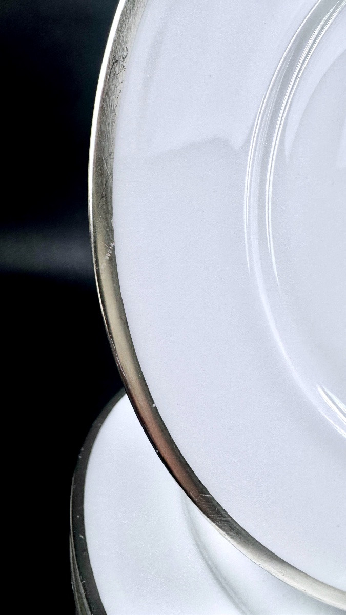 Raynaud, Fontainebleau Platine, Suite Of 6 Wing Plates 22 Cm-photo-3