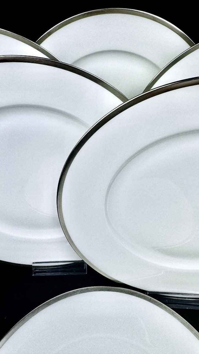 Raynaud, Fontainebleau Platine, Suite Of 6 Wing Plates 25 Cm-photo-2
