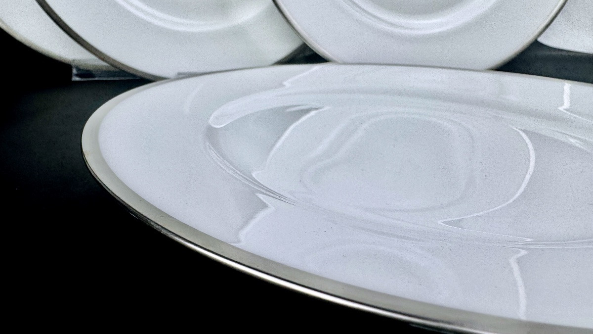 Raynaud, Fontainebleau Platine, Suite Of 6 Wing Plates 25 Cm-photo-4