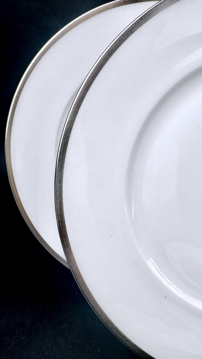 Raynaud, Fontainebleau Platine, Suite Of 6 Wing Plates 25 Cm-photo-2
