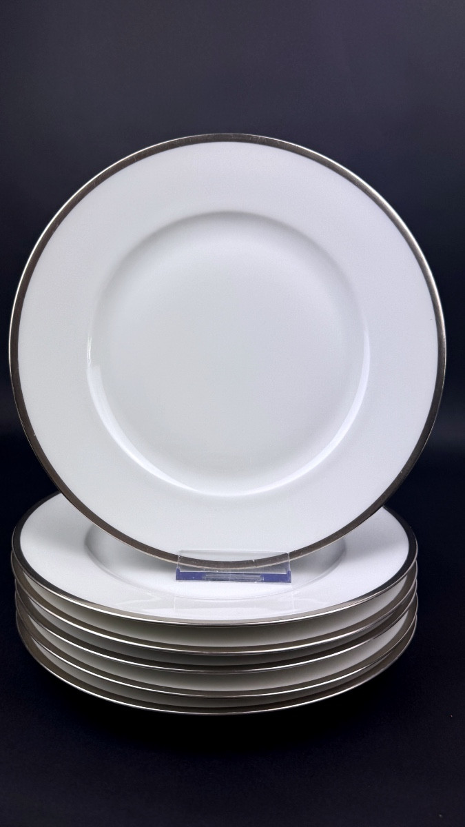 Raynaud, Fontainebleau Platine, Suite Of 6 Wing Plates 25 Cm