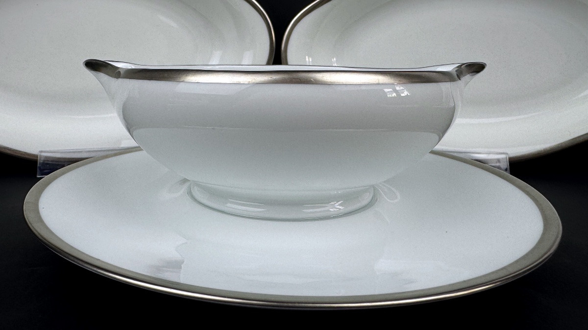 Raynaud, Fontainebleau Platine, une saucière et deux raviers-photo-2