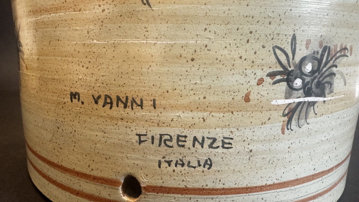 M Vanni Firenze , lampe italienne en céramique  à décor orientaliste-photo-3
