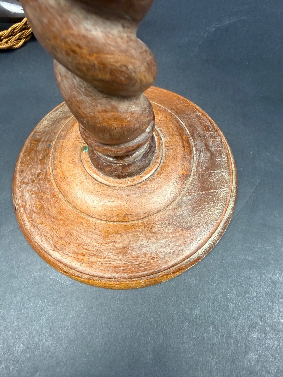 Paire de lampes anglaises en bois tourné-photo-1