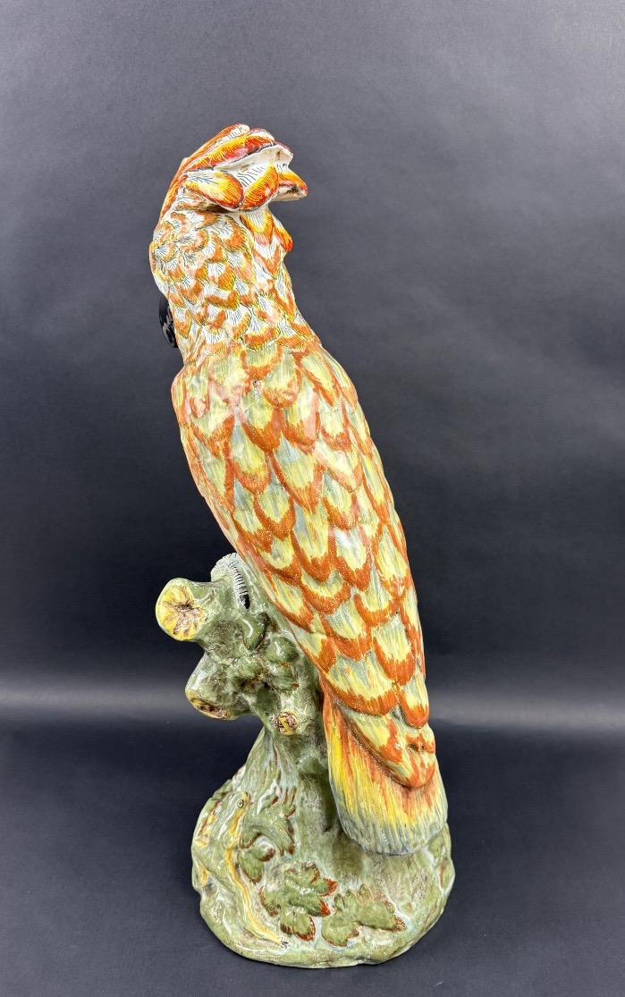 Important perroquet en faïence polychrome, Delft ou Desvres-photo-4