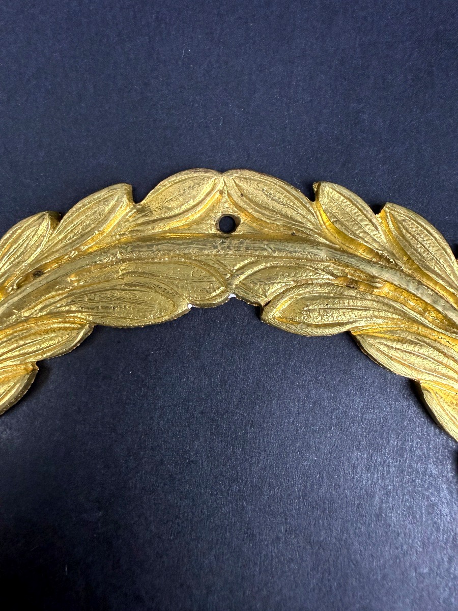 Paire d'ornements en bronze doré, couronnes de lauriers-photo-3