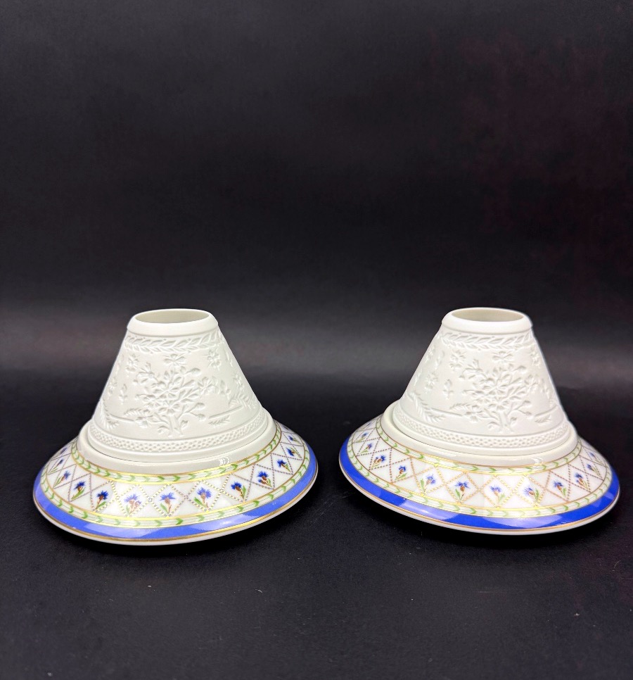 Haviland, Pair Of Candleholders, Lithophanes, Val De Loire Model