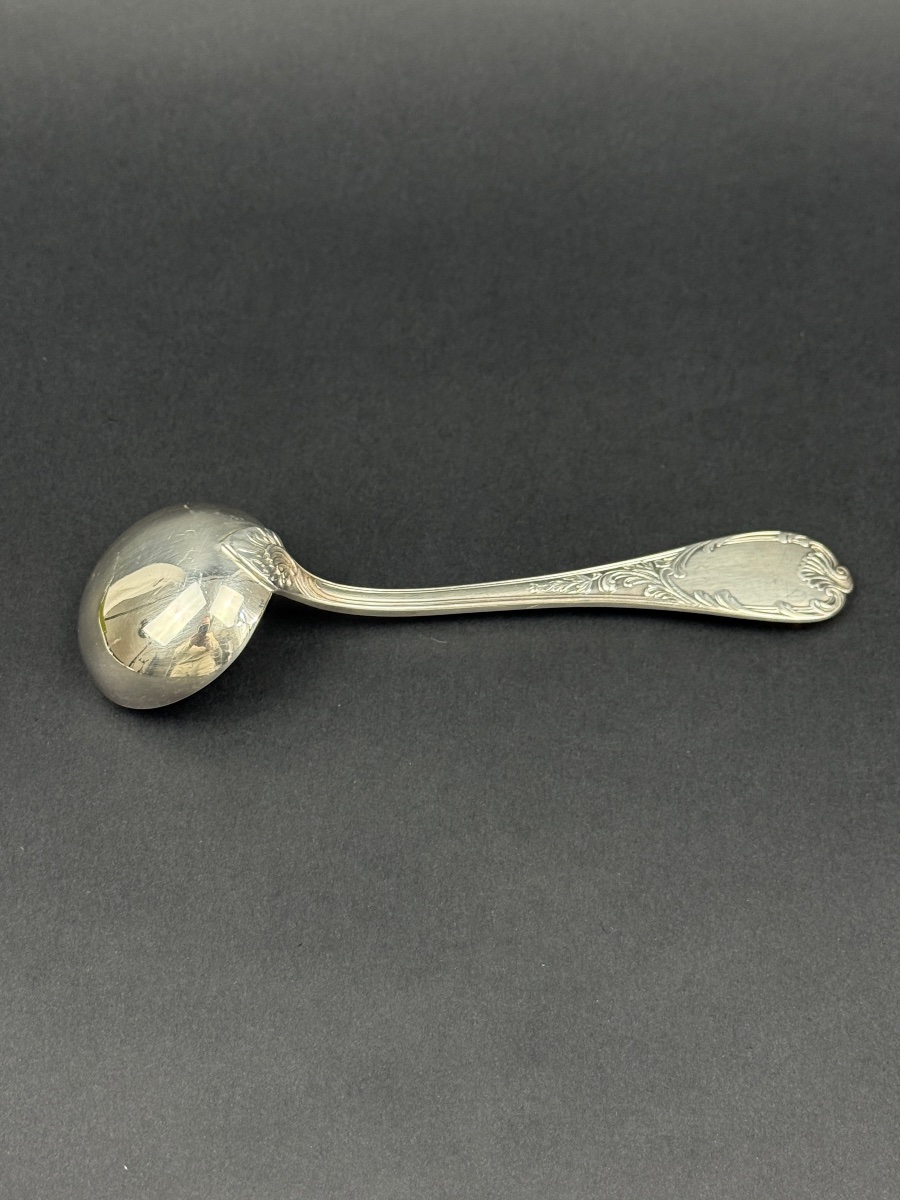 Christofle, rare cuillère à moutarde ou louche à sucre  en métal argenté modèle Marly-photo-2