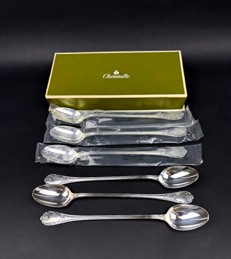 Christofle, Set Of 6 Silver-plated Soda And Jam Spoons, Marly Model