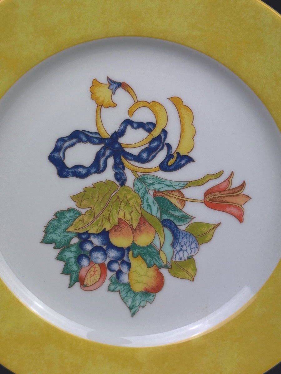 Bernardaud, suite de 6 assiettes à dessert modèle Borghèse taille 2-photo-3