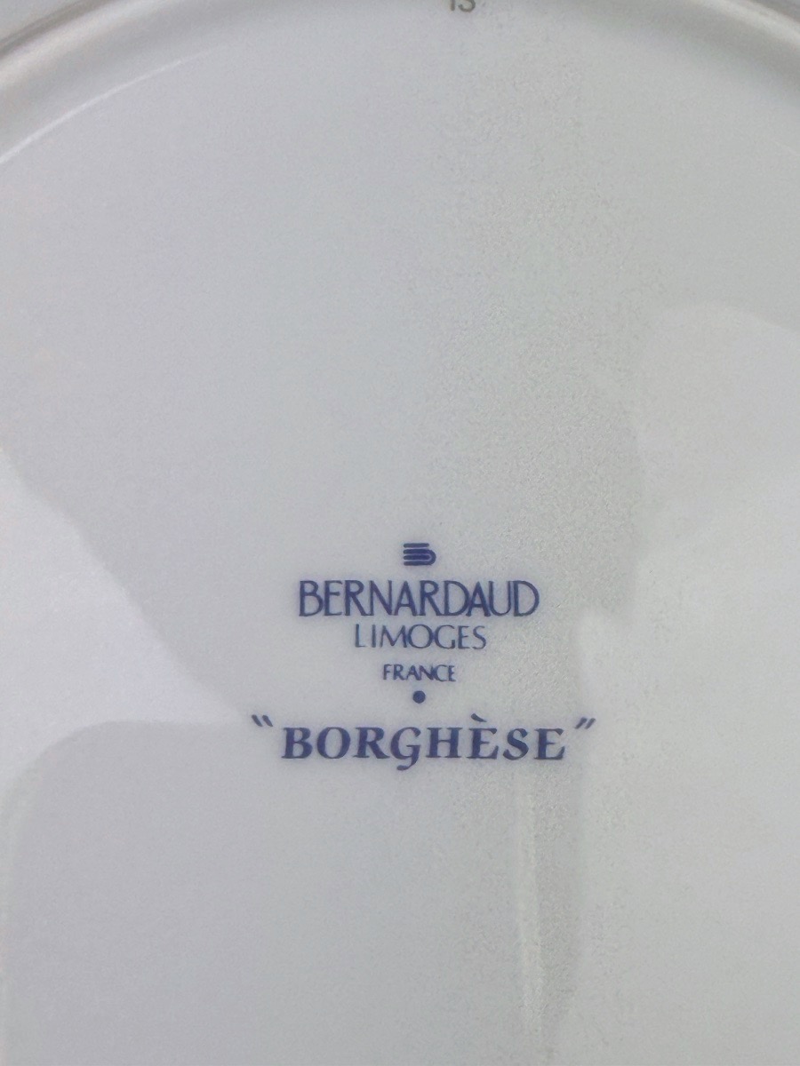Bernardaud, suite de 6 assiettes à dessert modèle Borghèse taille 2-photo-4