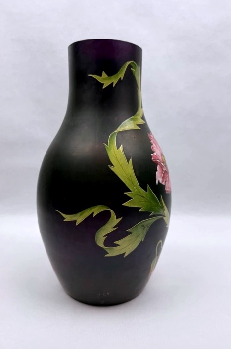 Ferdinand Von Poschinger, grand vase en verre irisé à  décor émaillé-photo-4