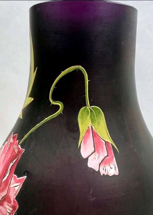 Ferdinand Von Poschinger, grand vase en verre irisé à  décor émaillé-photo-5