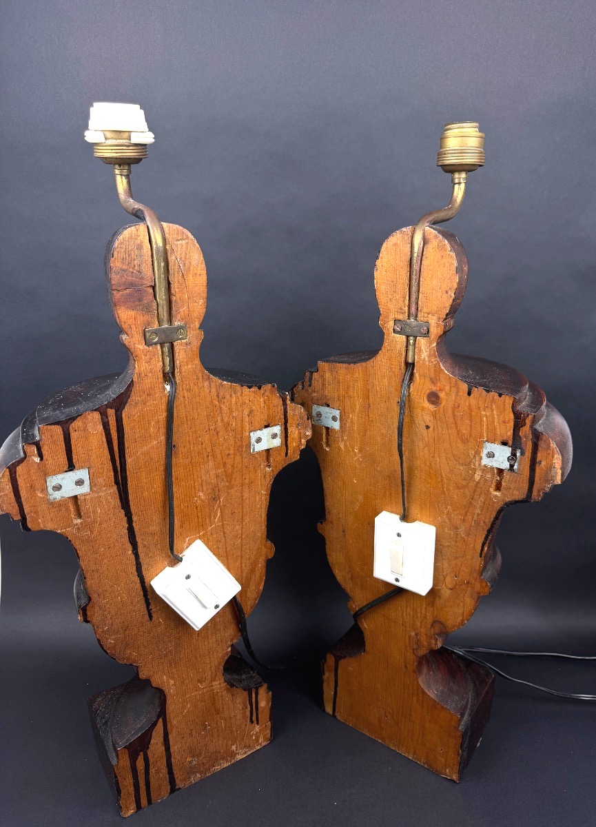 Pair Of Turned Wooden Lamp Bases-photo-1