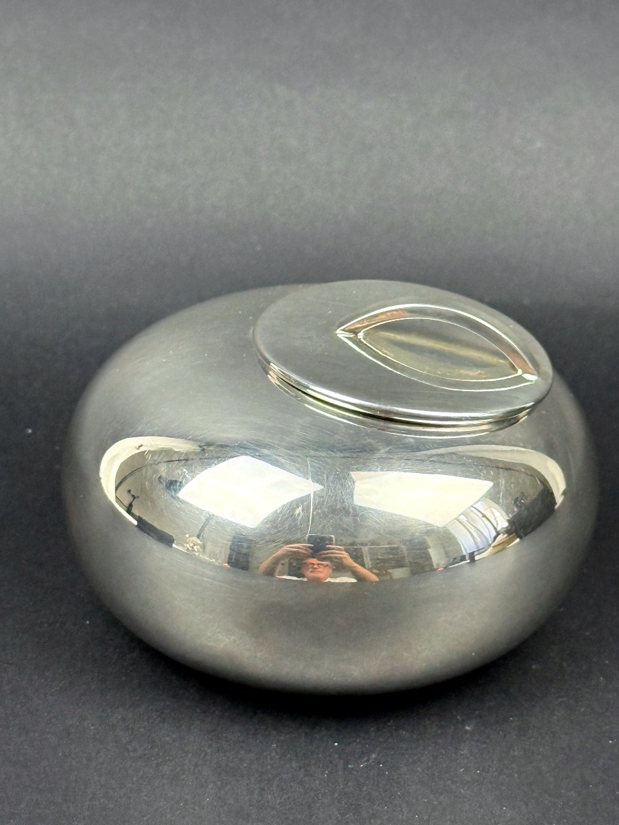 Christofle And Lino Sabattini, Silver-plated Metal Spherical Sugar Bowl-photo-2