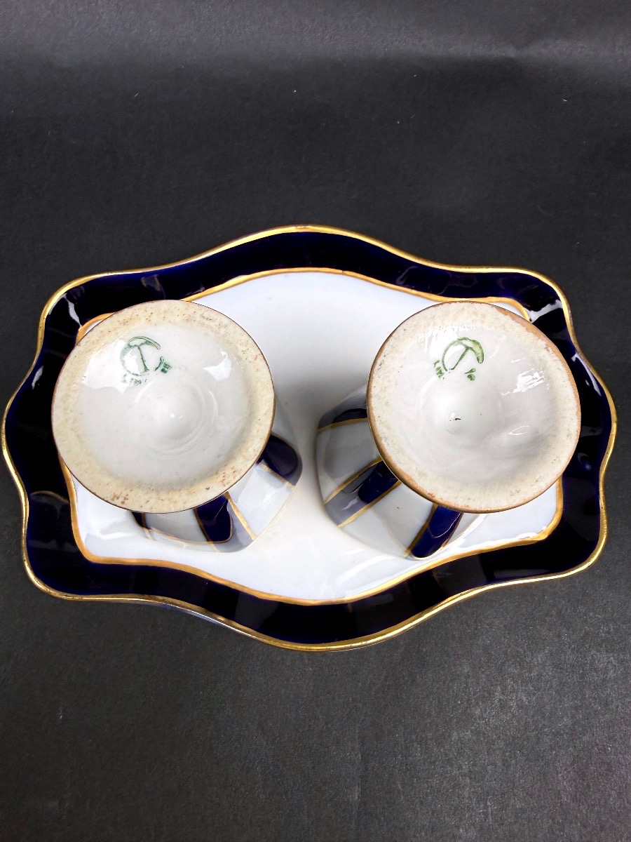 Camille Tharaud, plateau et 2 coquetiers en porcelaine de Limoges-photo-2