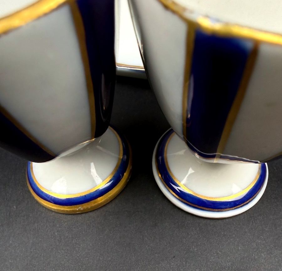 Camille Tharaud, plateau et 2 coquetiers en porcelaine de Limoges-photo-3
