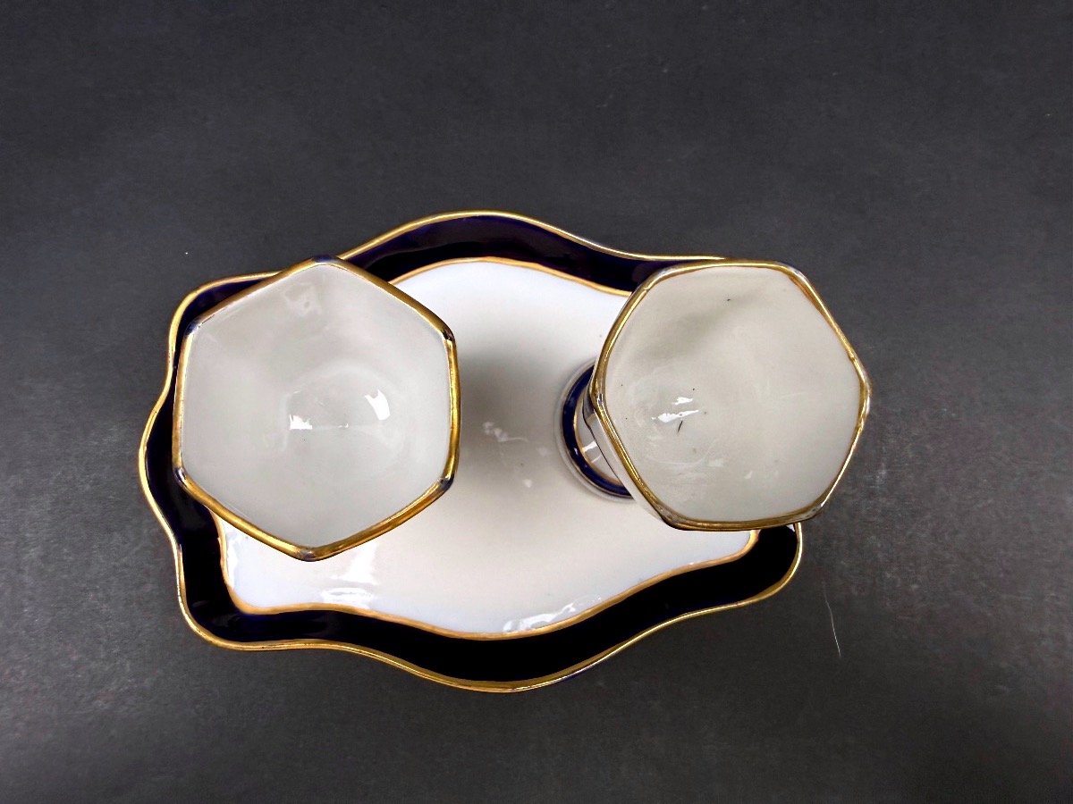 Camille Tharaud, plateau et 2 coquetiers en porcelaine de Limoges-photo-1