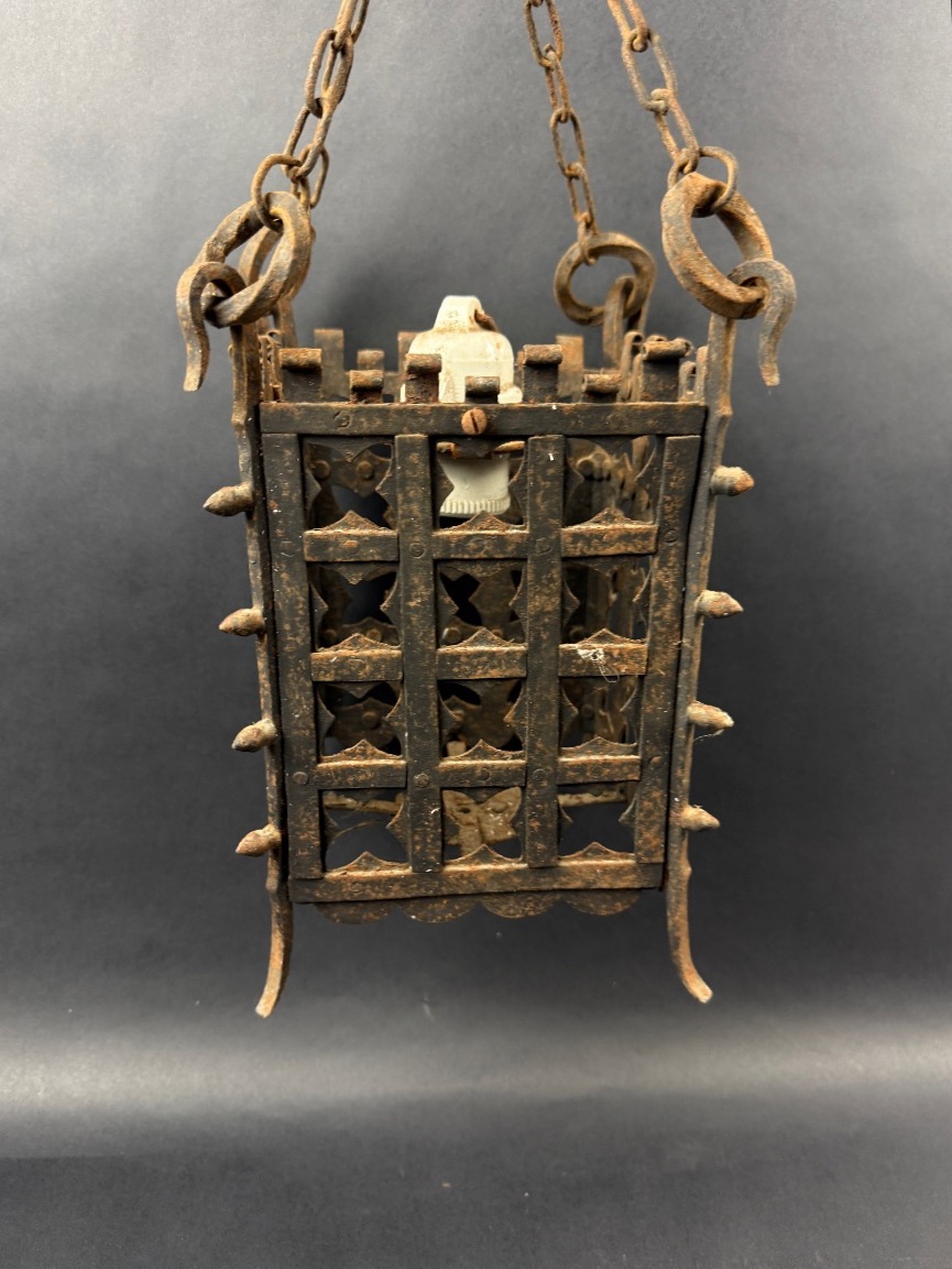 Antique Small Wrought-iron Lantern-photo-3
