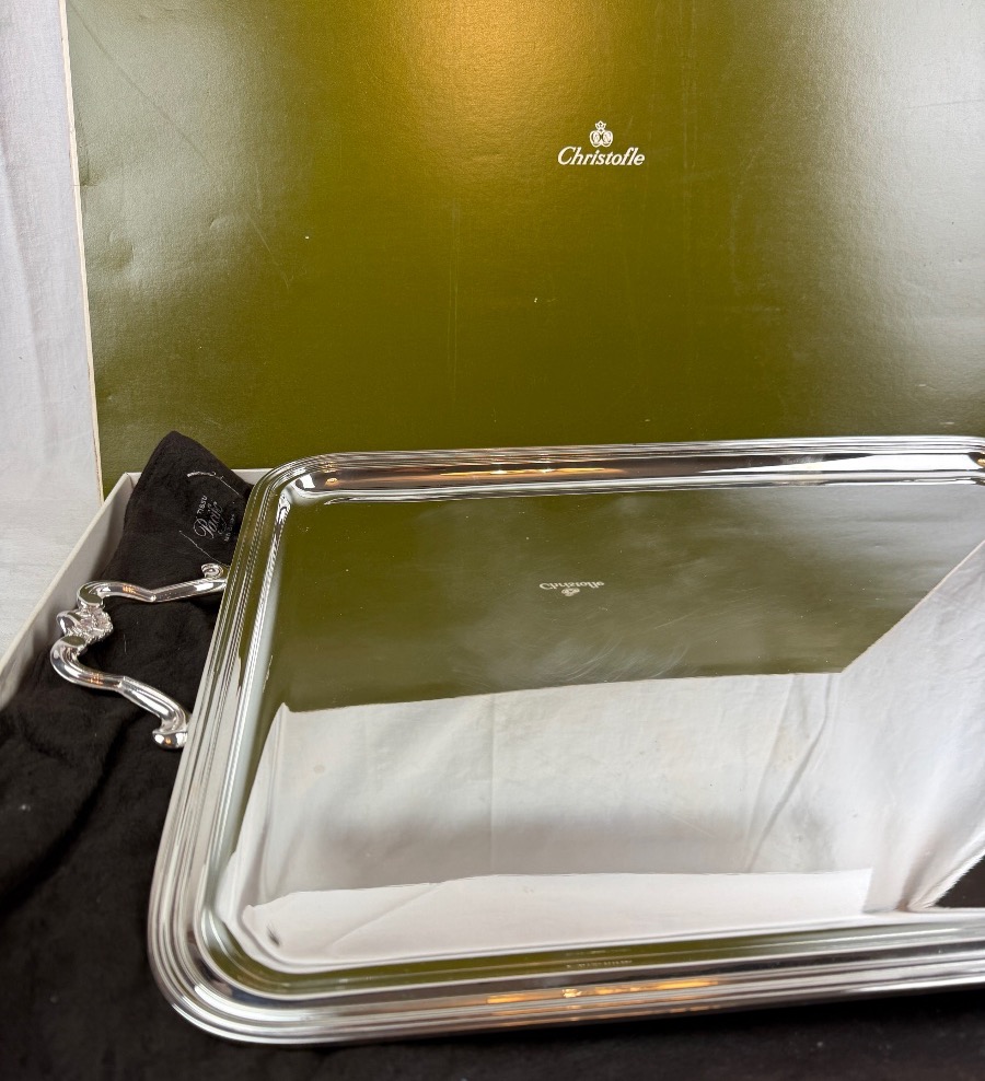Christofle, Large Serving Tray In Silver-plated Metal With A Shell Motif-photo-2