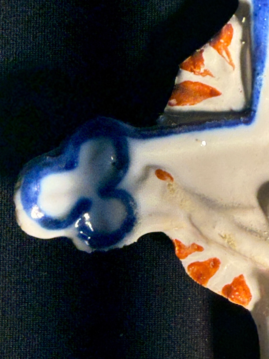 Polychrome Glazed Ceramic Bedside Holy Water Font, Martres-tolosane, Auvillar-photo-4