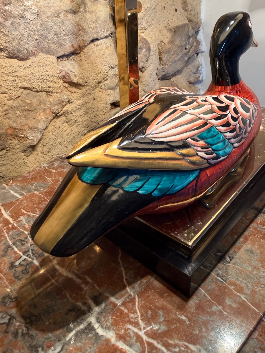 Lampe canard en porcelaine Manifactura Porcellane Artistiche Florence -photo-4