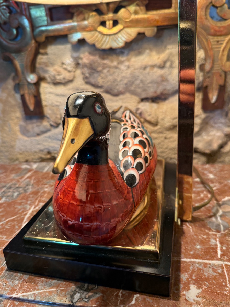 Lampe canard en porcelaine Manifactura Porcellane Artistiche Florence -photo-3