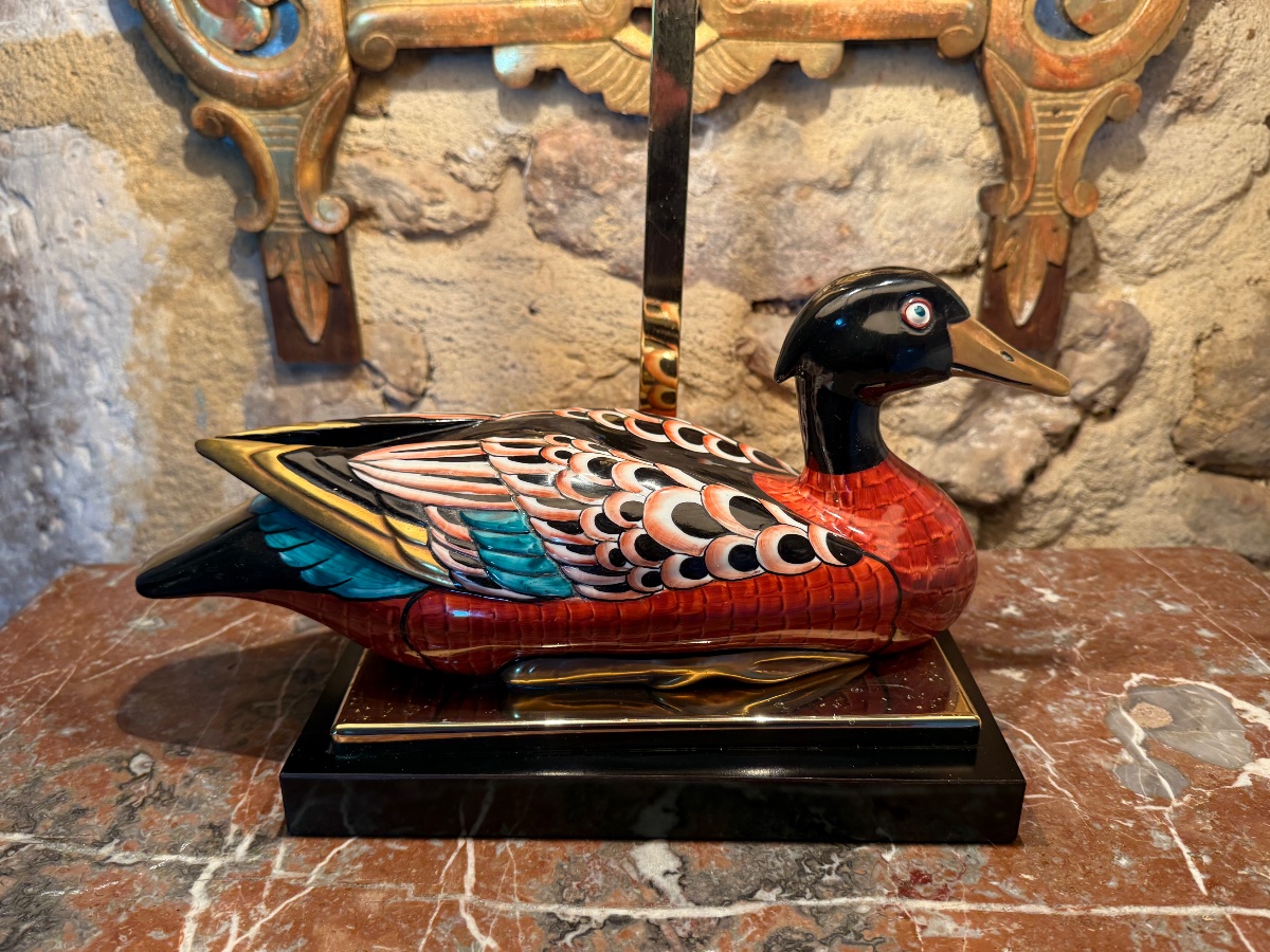 Lampe canard en porcelaine Manifactura Porcellane Artistiche Florence -photo-5