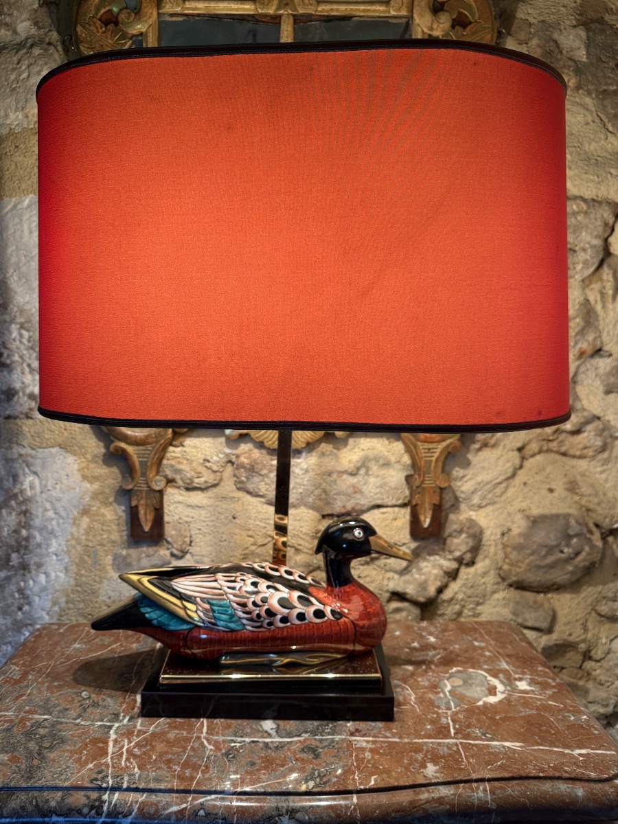 Lampe canard en porcelaine Manifactura Porcellane Artistiche Florence 