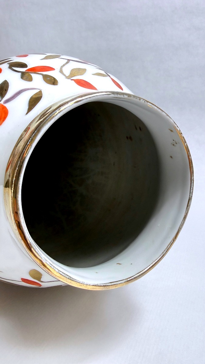 Limoges, Large Porcelain Vase Decorated By Pierre Caffin, 1951-photo-2