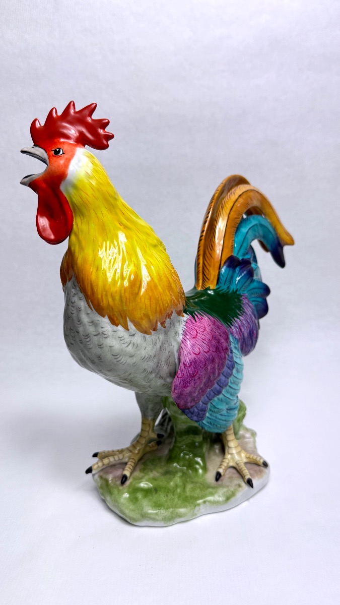 Limoges, grand coq en porcelaine d'art