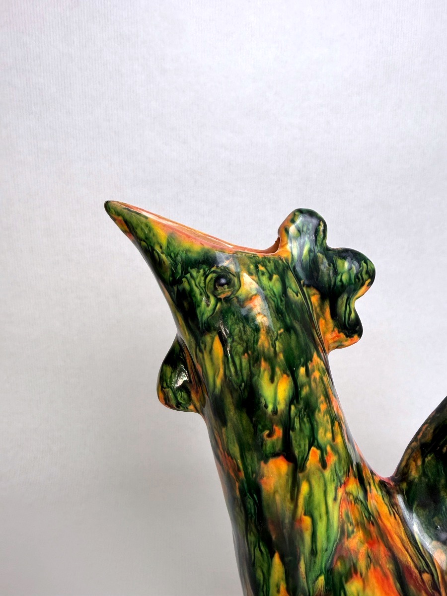 Agnès Bonnet, Escalas Ceramics, Zoomorphic Pitcher, Rooster, Circa 1960-photo-2