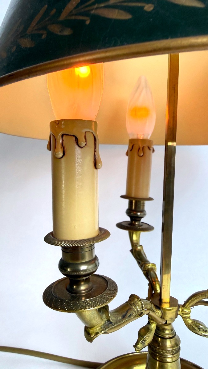 Lampe bouillotte en bronze style Empire, à variateur d'intensité-photo-3
