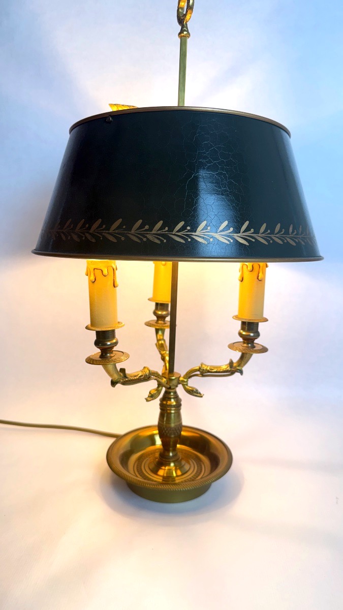 Lampe bouillotte en bronze style Empire, à variateur d'intensité