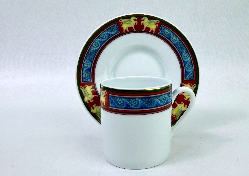 Raynaud, Limoges Porcelain, Set Of Six Pégase-style Coffee Cups-photo-3