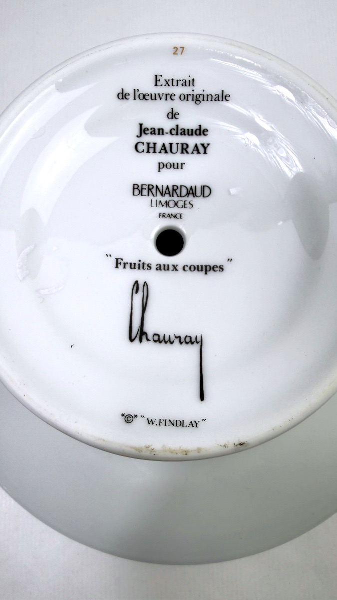 Jean-claude Chauray For Bernardaud, "fruits Aux Coupes" Porcelain Fruit Bowl-photo-2