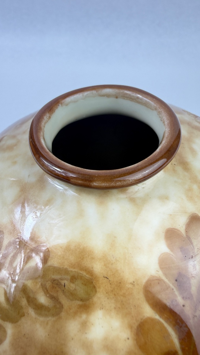 Camille Tharaud, Limoges, Ball-shaped Vase, "fougères" Model, Art Deco, Circa 1930-photo-2