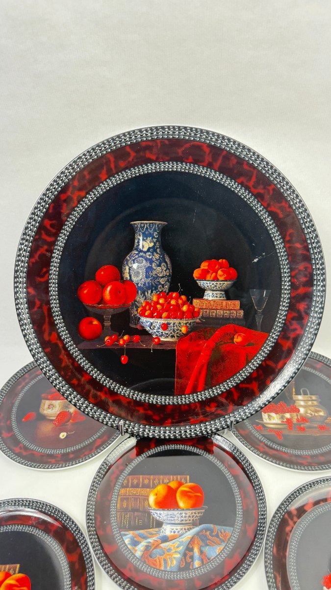 Bernardaud Limoges “red Berries” Set By Jean-claude Chauray, 7 Pieces-photo-2