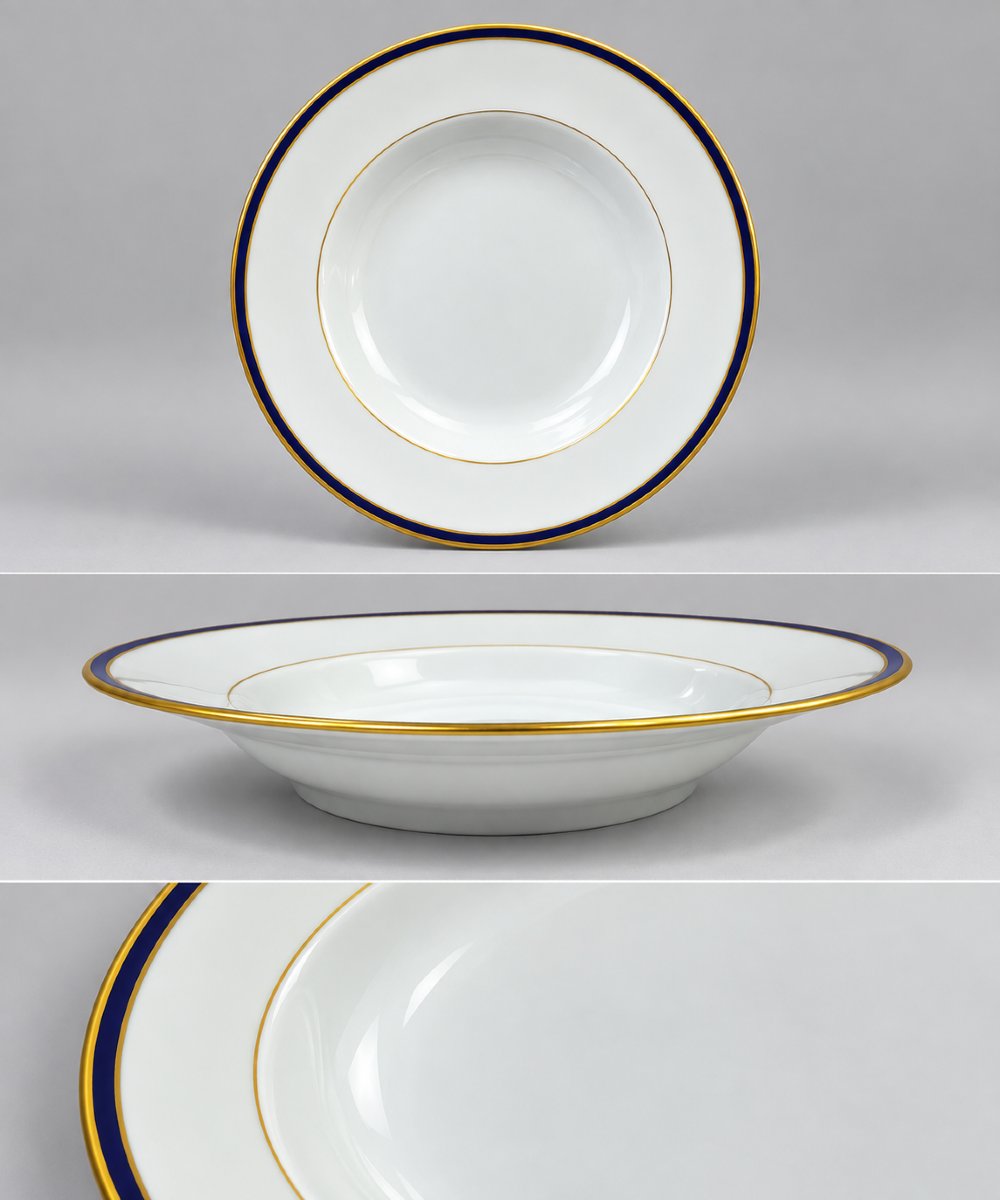 Chastagner Limoges – 45-piece Tableware Set In Oven Blue And Gold-photo-2