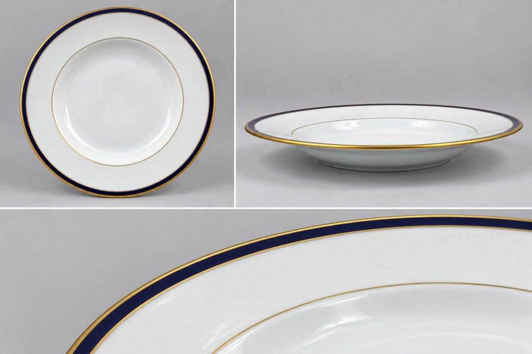 Chastagner Limoges – 45-piece Tableware Set In Oven Blue And Gold-photo-3