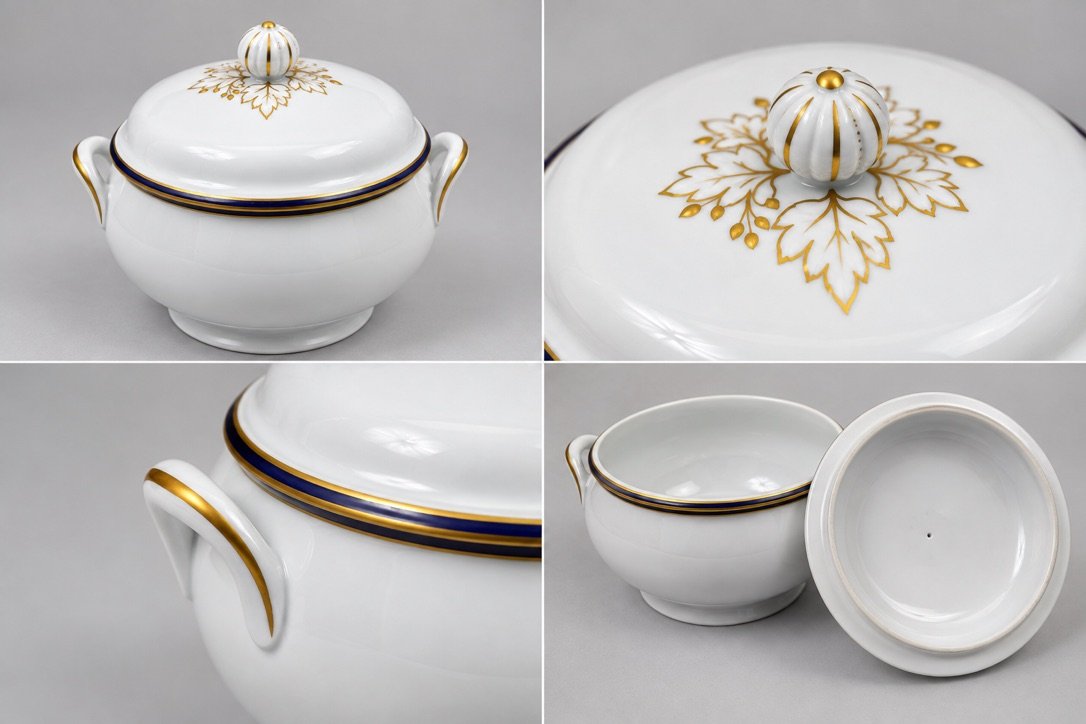 Chastagner Limoges – 45-piece Tableware Set In Oven Blue And Gold-photo-1