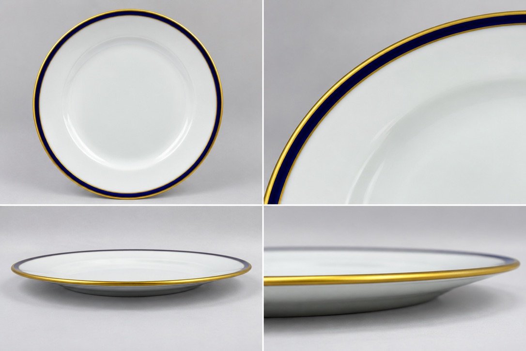 Chastagner Limoges – 45-piece Tableware Set In Oven Blue And Gold-photo-2