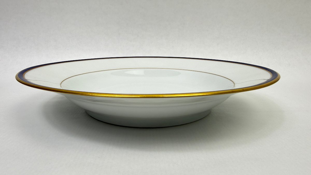 Chastagner Limoges – 45-piece Tableware Set In Oven Blue And Gold-photo-7