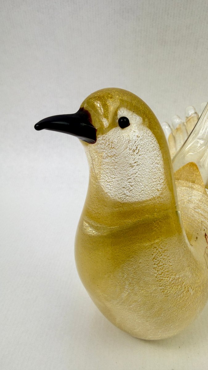 Pair Of Gold-leaf Murano Glass Doves, Signed Formia-photo-7